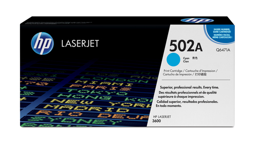 Cartutx tòner original LaserJet HP 502A cian