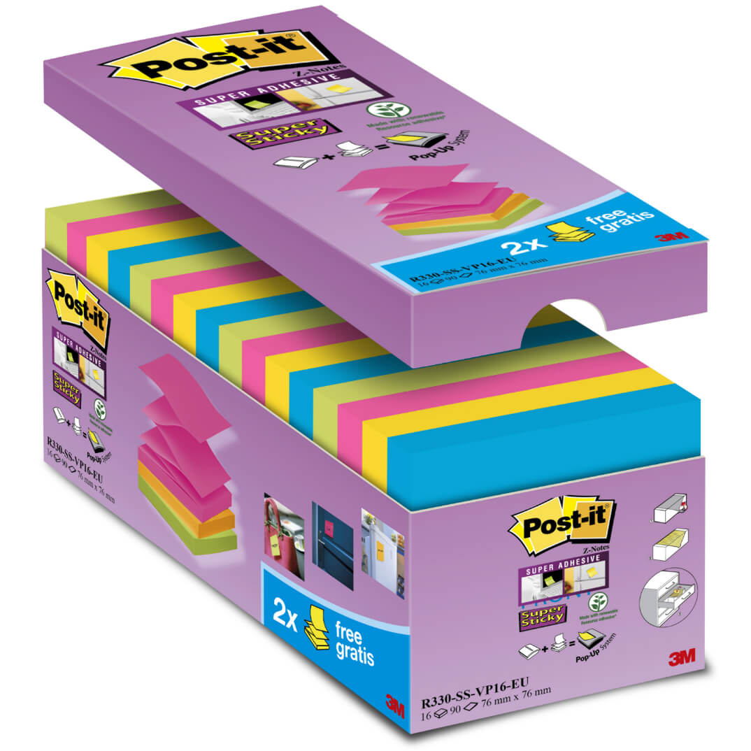 Pack estalvi POST-IT® Z-Notes Super Sticky 76x76