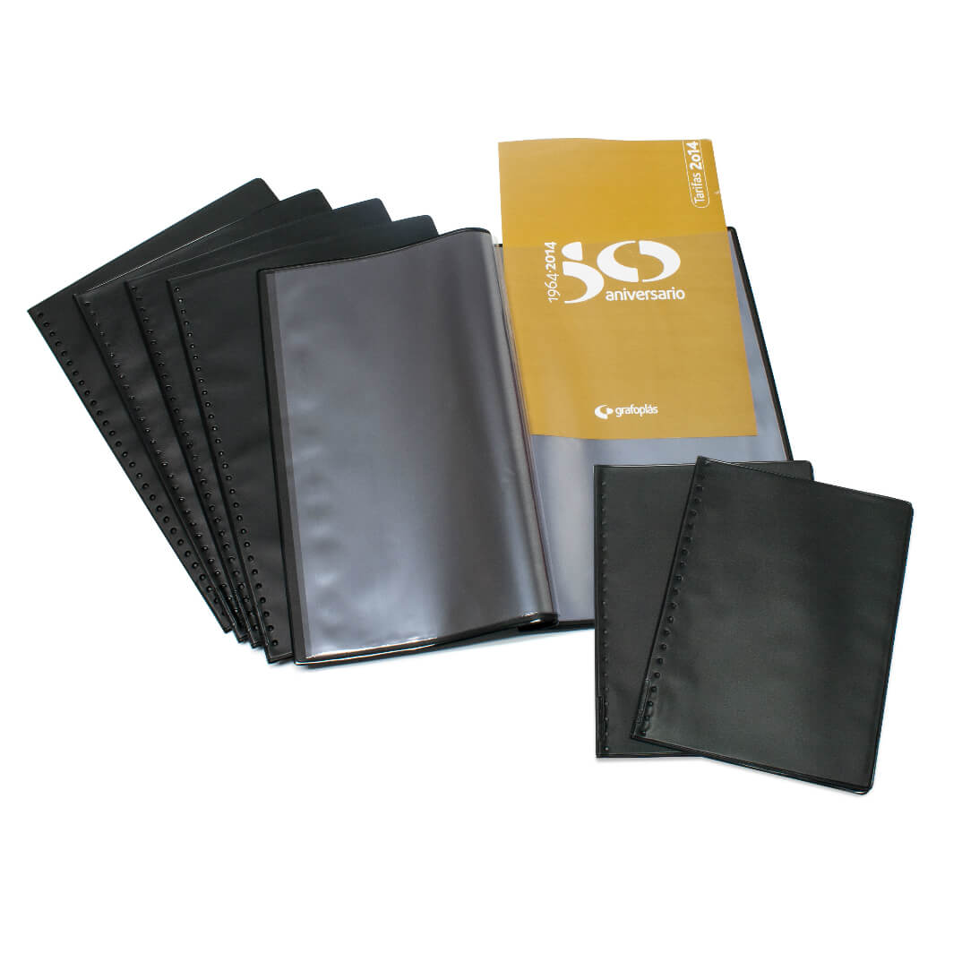 Carpeta 40 fundas flexible Folio negro