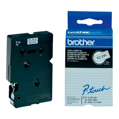 Cinta laminada Brother negre/blanc TC291