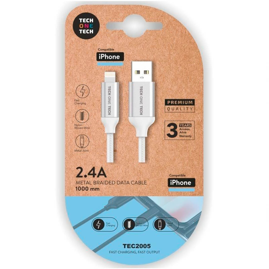 Cable USB 2.0 Macho - Lightning 1m / Blanco