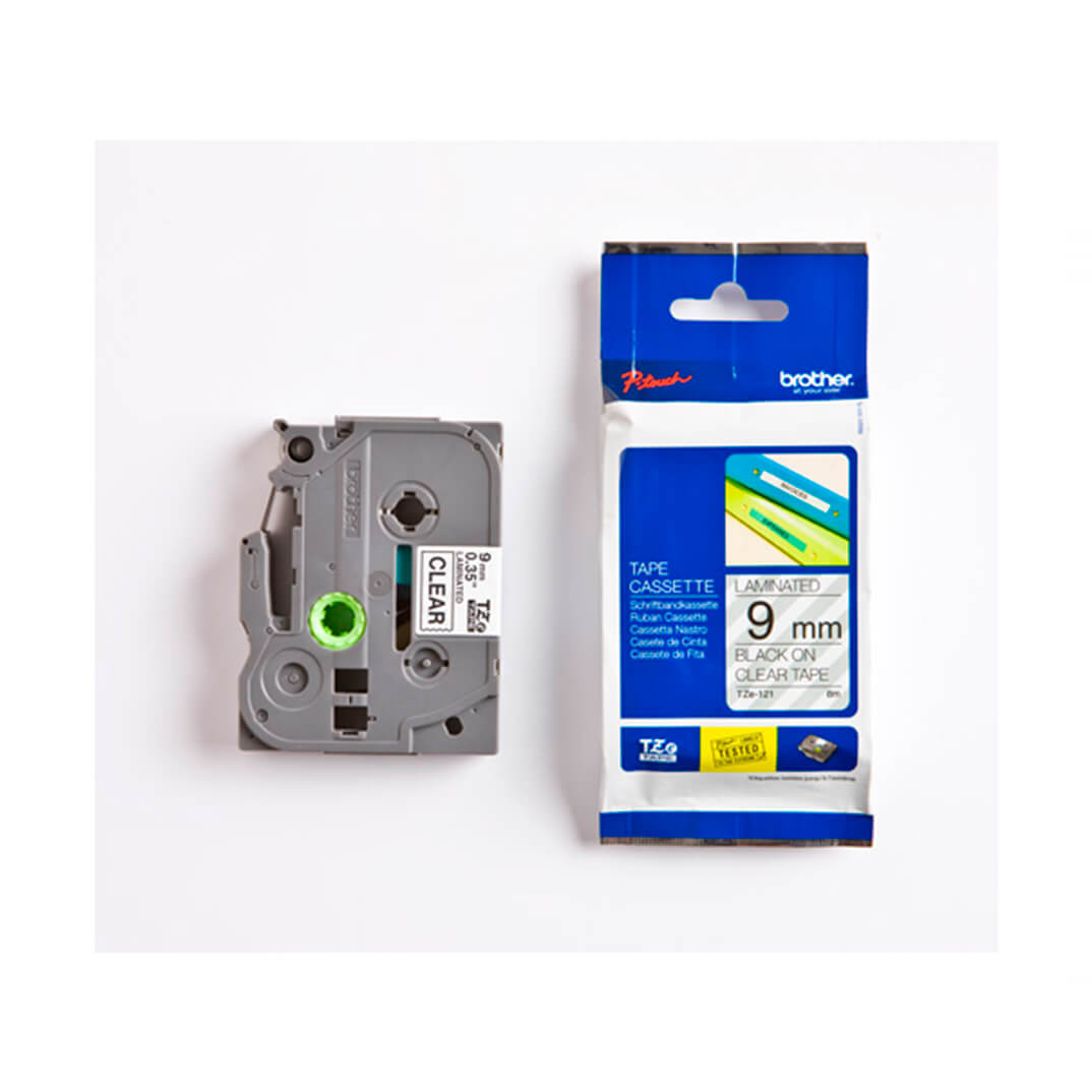 Cinta laminada Brother negre/transparent TZE121
