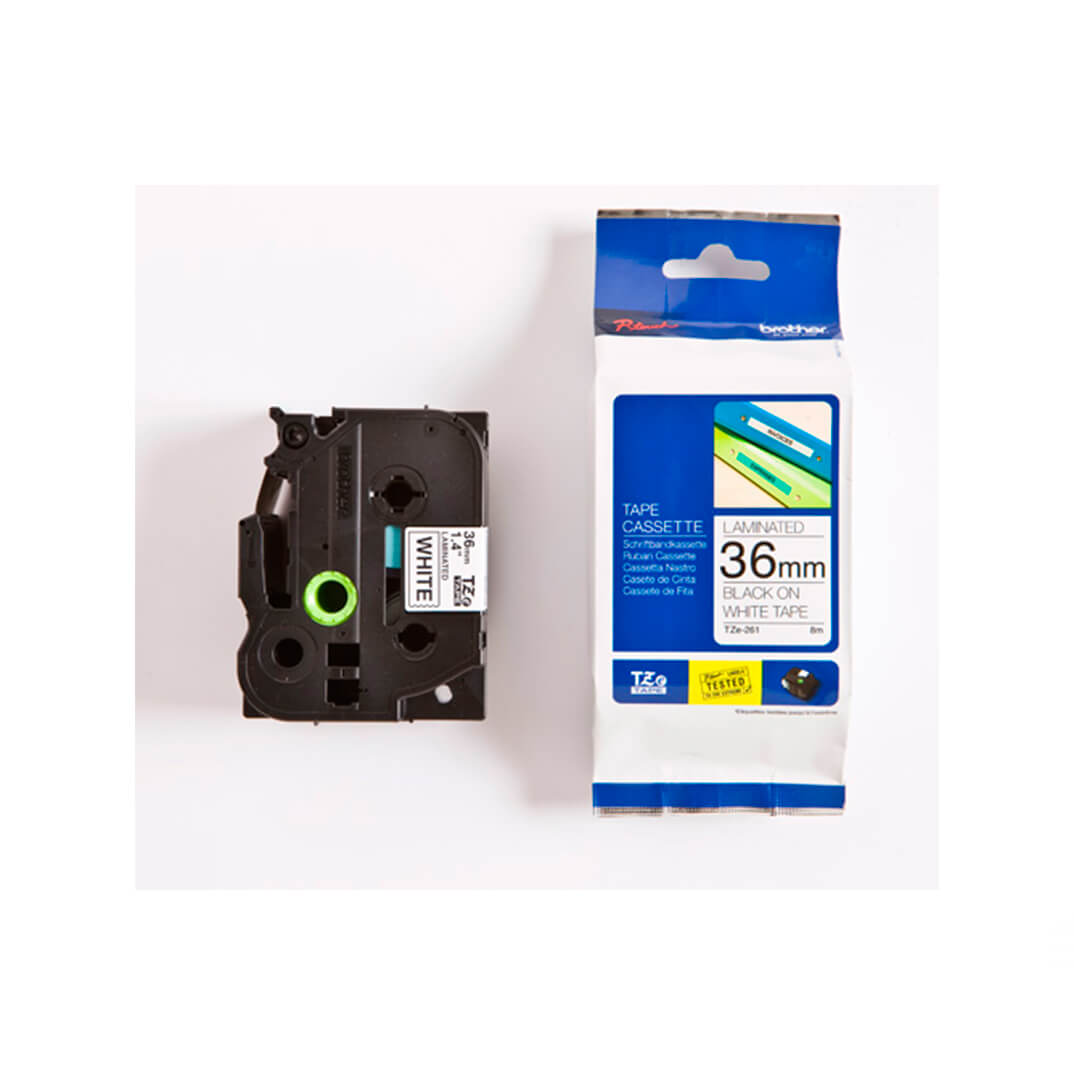 Cinta laminada Brother negro/blanco TZE261 36mm