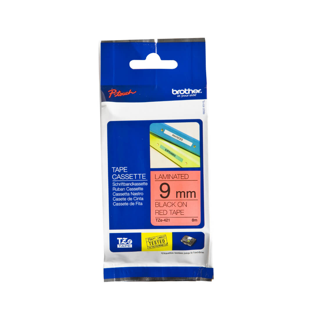 Cinta laminada Brother rojo/negro TZE421