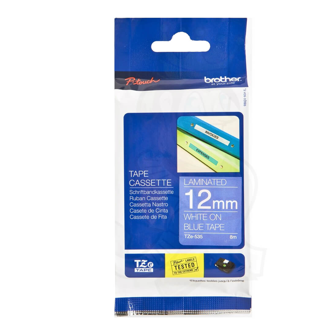 Cinta laminada Brother blau/blanc TZE535
