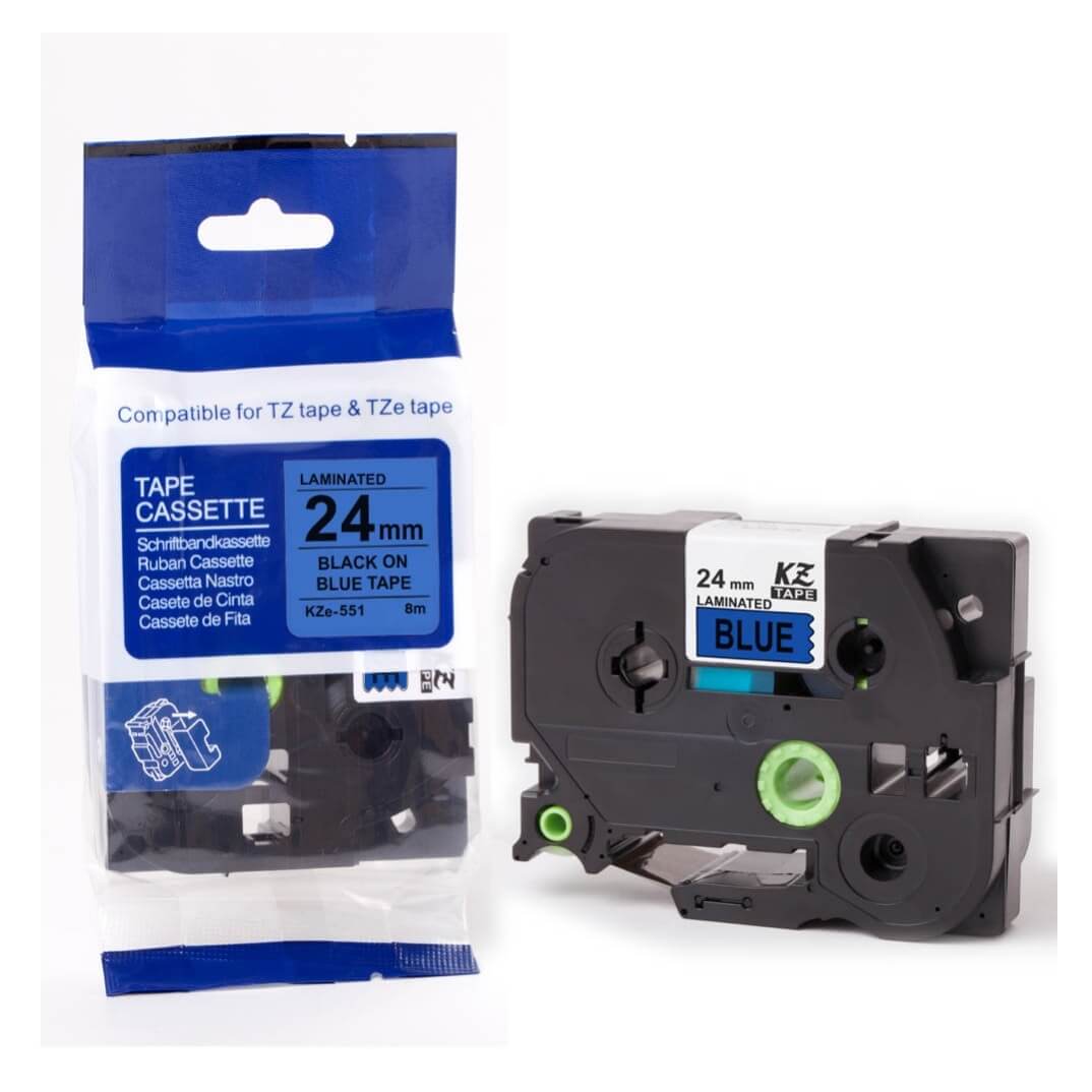 Cinta laminada Brother azul/negro TZE551