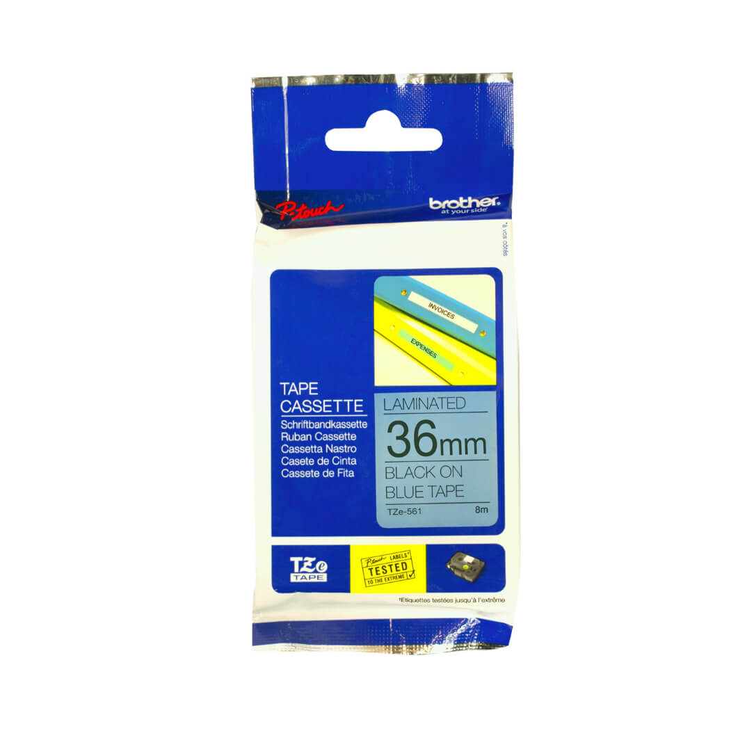 Cinta laminada Brother blau/negro TZE561