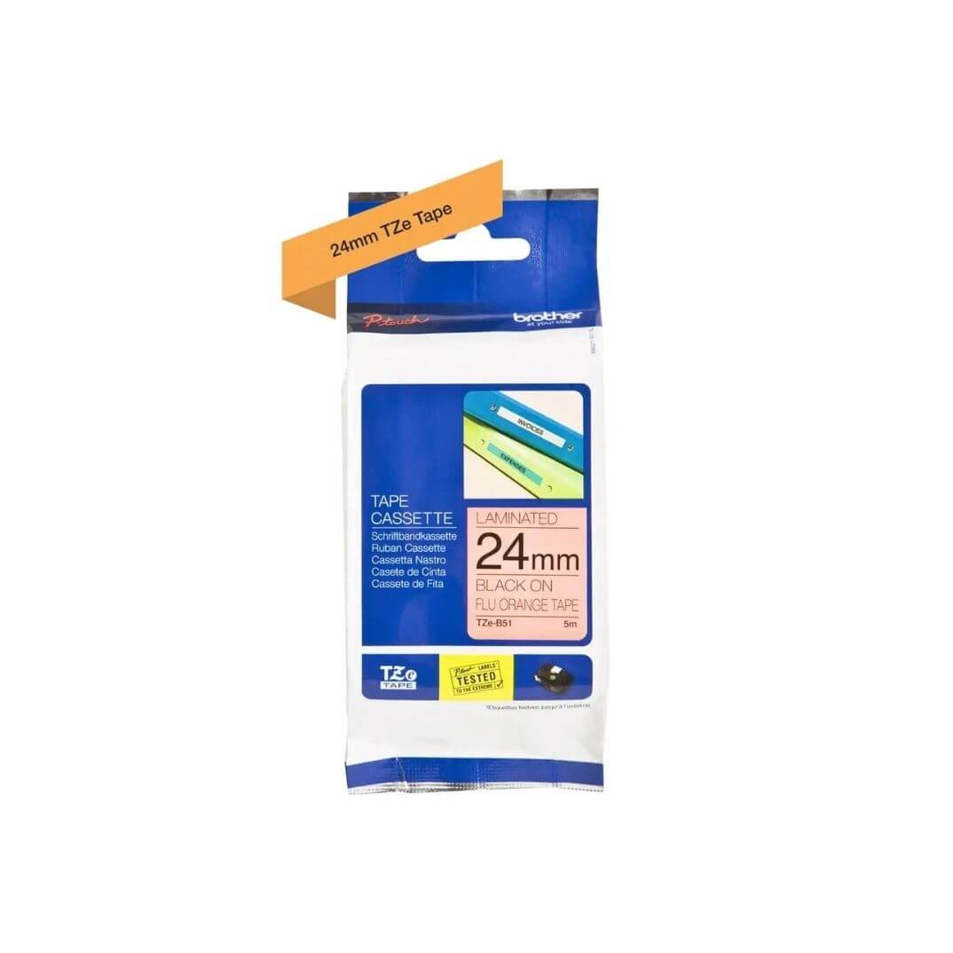 Cinta laminada Brother negre/naranja fluor TZBE51