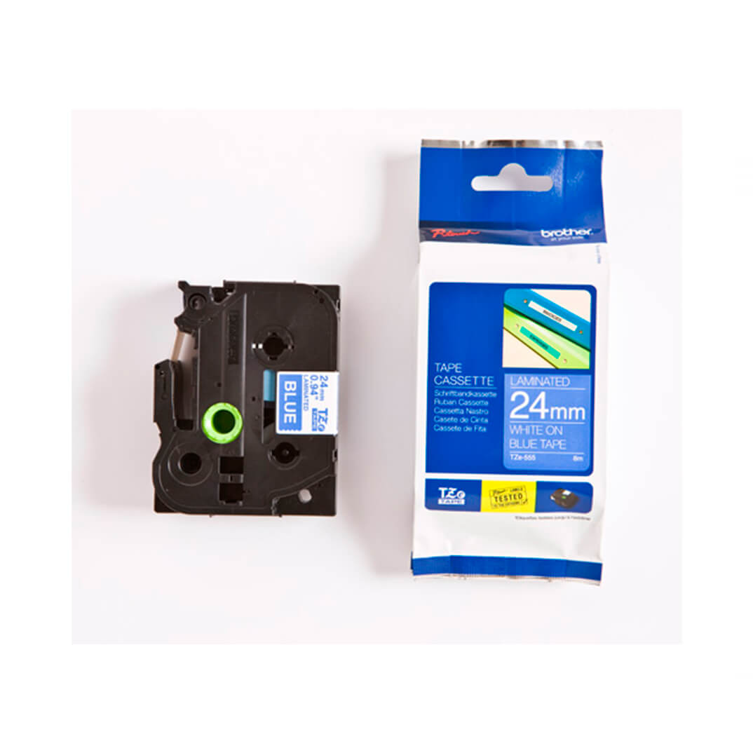 Cinta laminada Brother azul/blanco TZE555