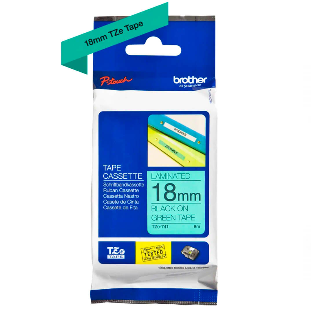Cinta laminada Brother negre/verd TZE741