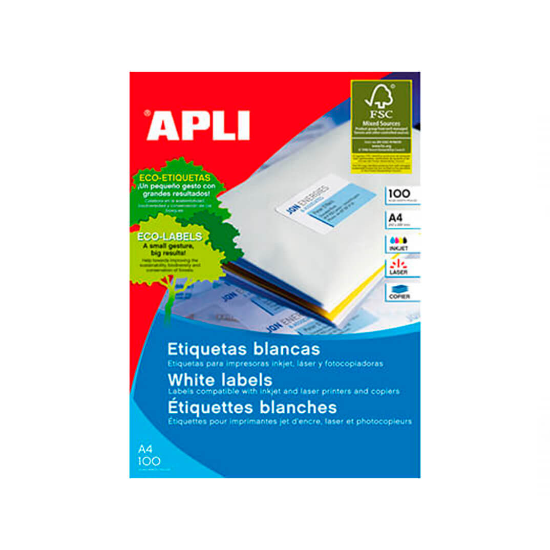 Etiquetas adhesivas Apli A4 105x74mm