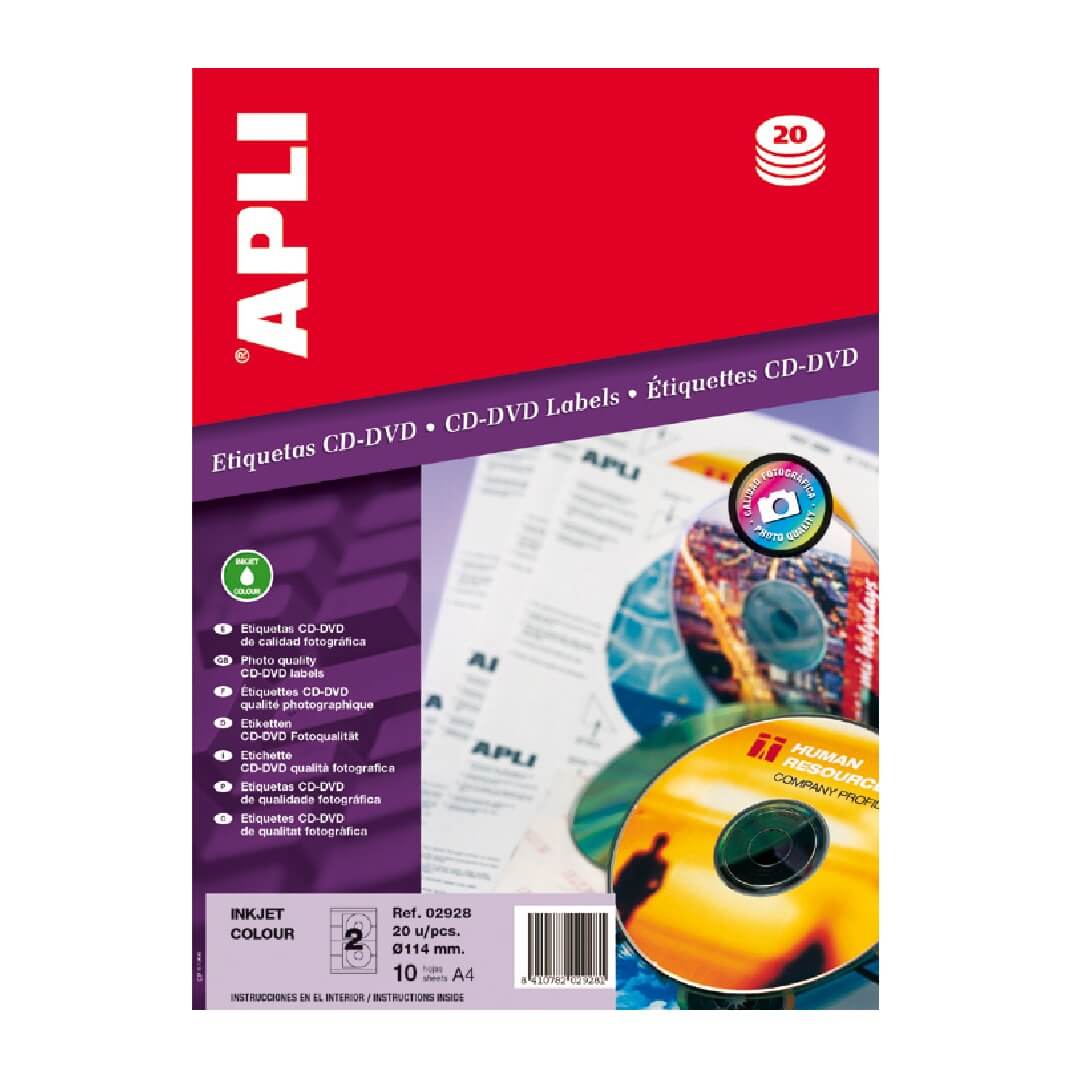 Paquete etiquetas cd/dvd 114mm glossy